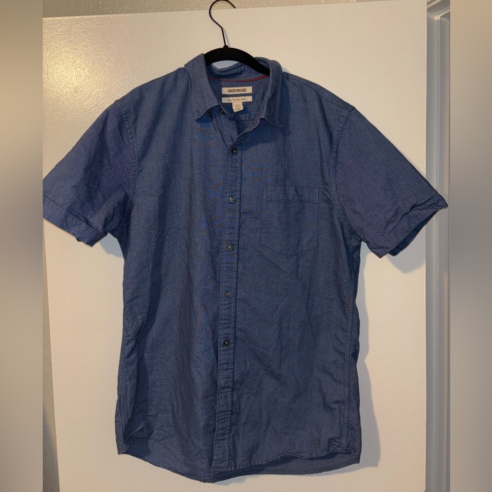 Goodthreads Men's Casual Blue Button Up Shirt